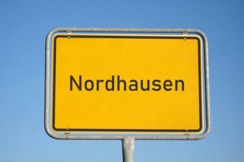 Ein Ortsschild von Nordhausen. 