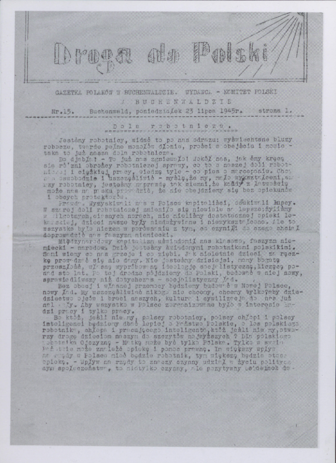 Polnische Lagerzeitung: „Droga do Polski“ (Der Weg nach Polen), Nr. 15 vom 23. Juli 1945