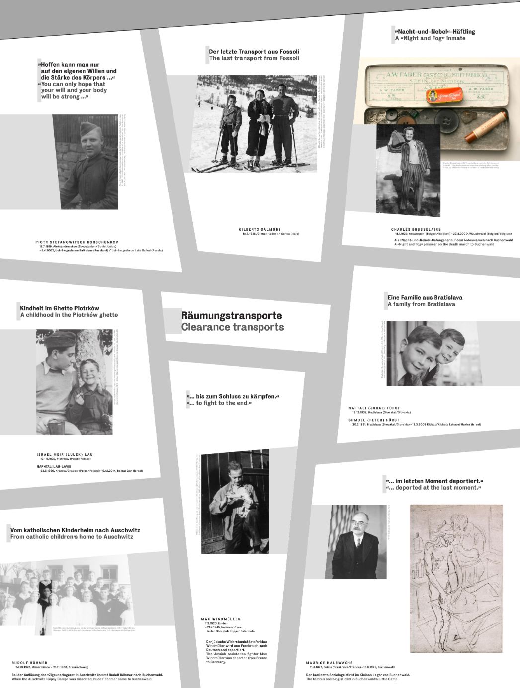 Grafik zu den Biografien "Räumungstransporte" mit Fotos, Namen und Lebensdaten.