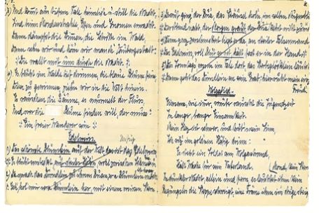 handschriftliche Aufschrift eines Liedes