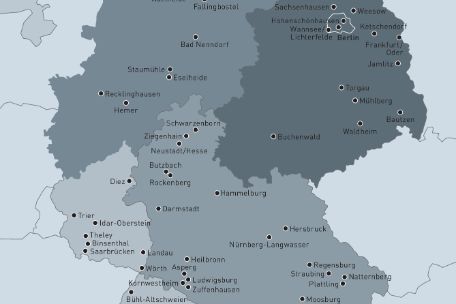 Karte der alliierten Internierungslager in den vier Besatzungszonen