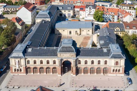 Aerial view of the Marstall in Weimar, former headquarters of the Gestapo