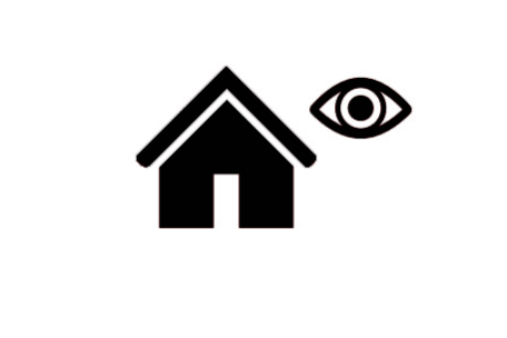 Zeuchnung eines Hauses und eines Auges.