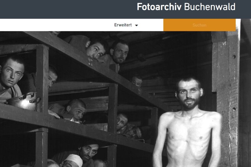 View of the home page of the Buchenwald Concentration Camp Photo Archive.