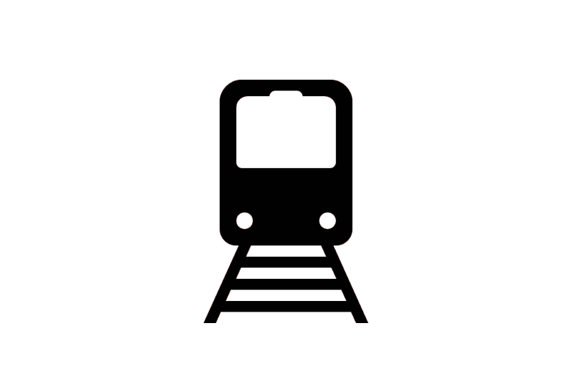 Zeichnung einer Bahn auf Schienen von Vorne.