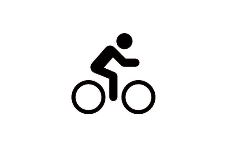 Zeichnung eines Menschen auf einem Fahrrad von der Seite.
