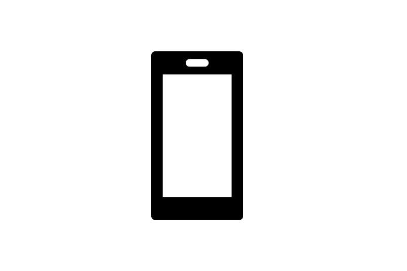 Zeichnung eines Smartphones mit der Displayseite nach vorne.